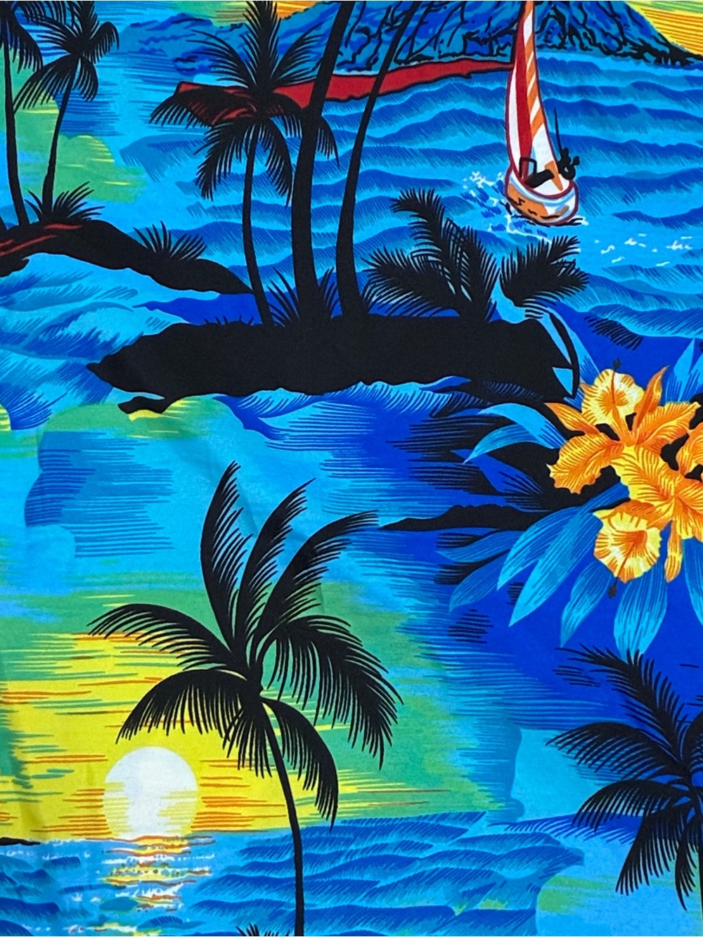 King Kameha Hawaiian Shirt Mens Plus Sz 6XL Tropical Palm Tree Ocean Aloha Blue - Picture 4 of 8